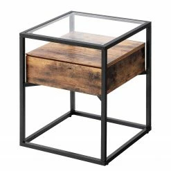 Red Living Bout de canapé Cottage Hill I - Verre / Métal - Marron / Noir