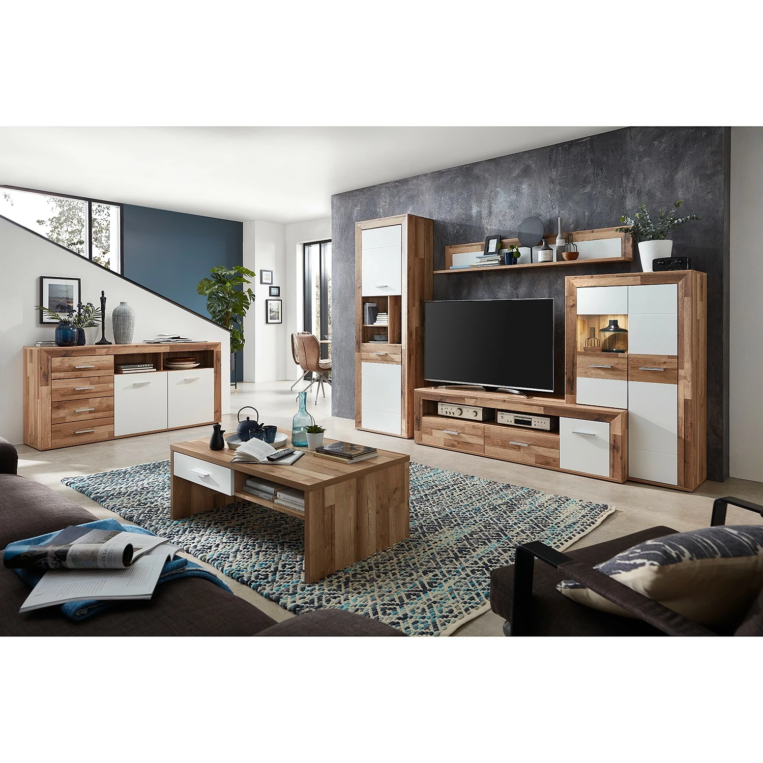 Loftscape Table basse Waverly - Blanc / Imitation chêne 4 Loftscape Table basse Waverly - Blanc / Imitation chêne – Image 2