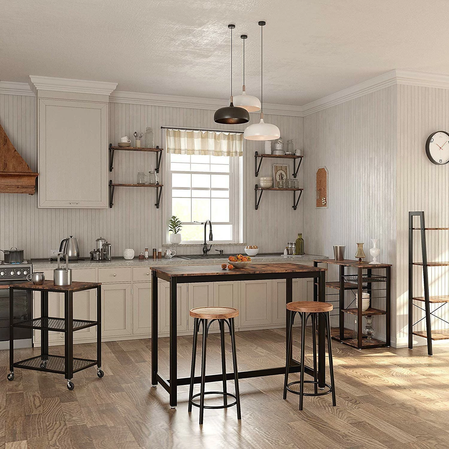 Red Living Étagères murales Litchfield (lot de 2) - Marron / Noir 5 Red Living Étagères murales Litchfield (lot de 2) - Marron / Noir – Image 3