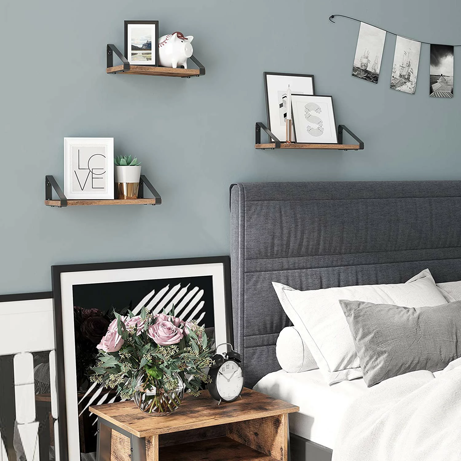 Red Living Tablettes murales Crossville (lot de 3) - Marron / Noir 6 Red Living Tablettes murales Crossville (lot de 3) - Marron / Noir – Image 4