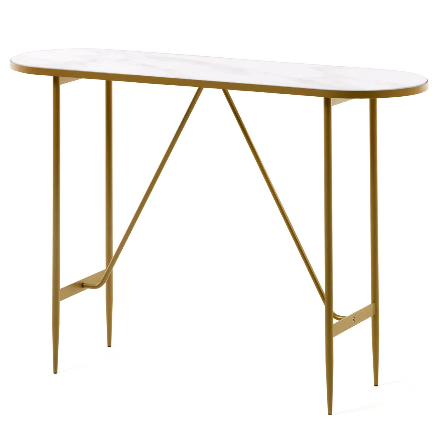 Red Living Console Saint Allen - Verre / Métal - Imitation marbre blanc / Doré 3 Red Living Console Saint Allen - Verre / Métal - Imitation marbre blanc / Doré