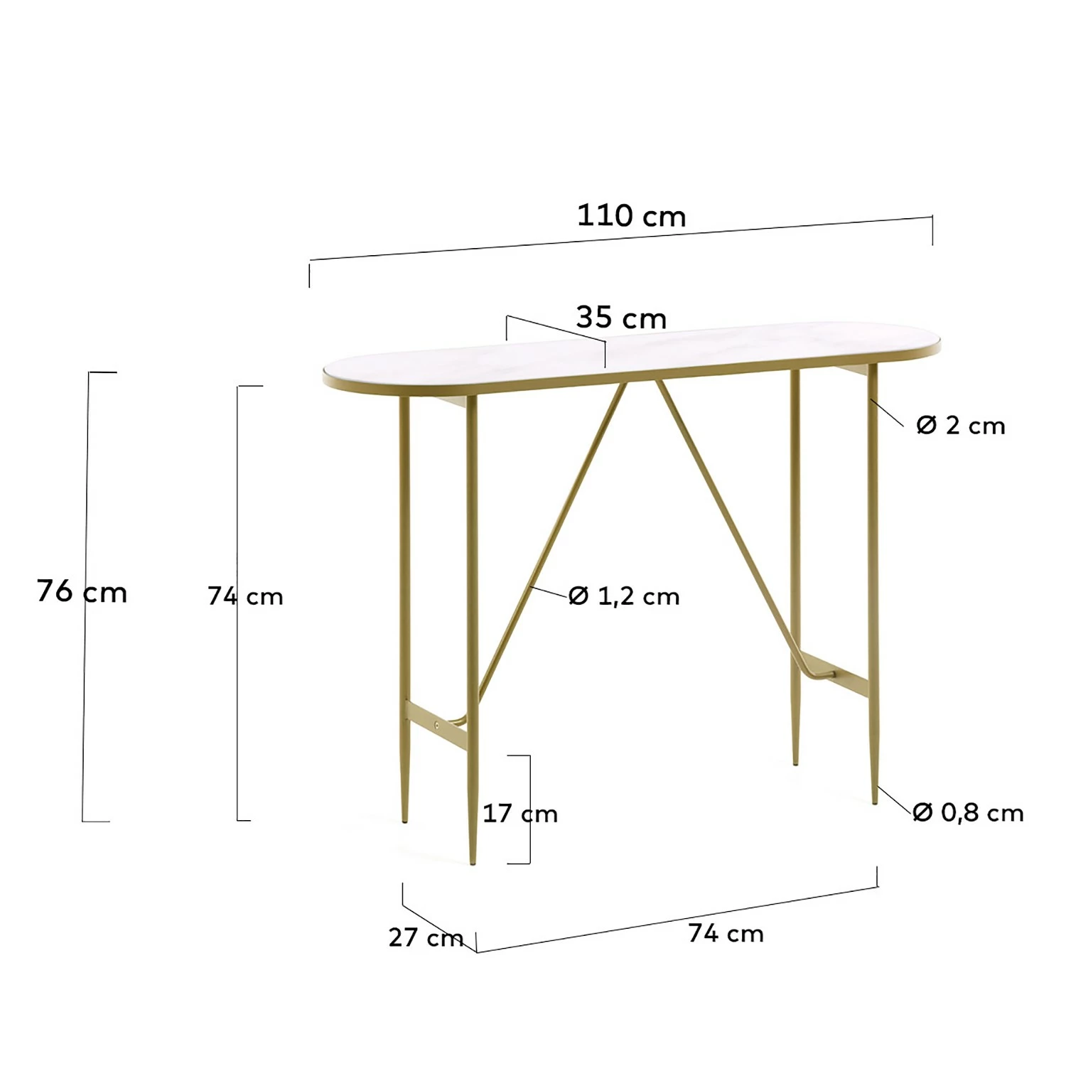 Red Living Console Saint Allen - Verre / Métal - Imitation marbre blanc / Doré 9 Red Living Console Saint Allen - Verre / Métal - Imitation marbre blanc / Doré – Image 7