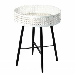 Loftscape Bout de canapé Whiteville I - Métal - Blanc crème / Noir