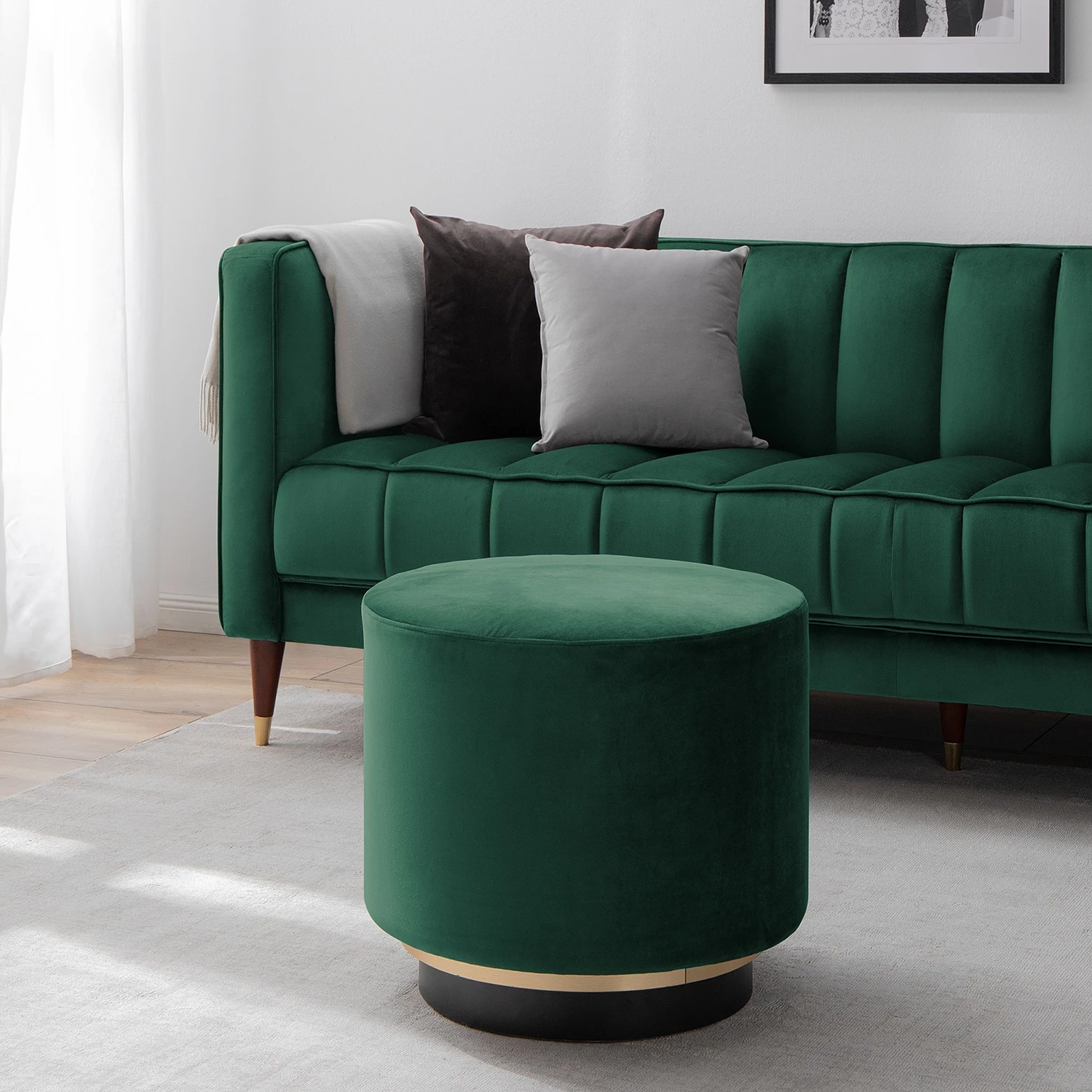 Loftscape Repose-pieds Redmond II - Velours Ravi: Vert vieilli 4 Loftscape Repose-pieds Redmond II - Velours Ravi: Vert vieilli – Image 2