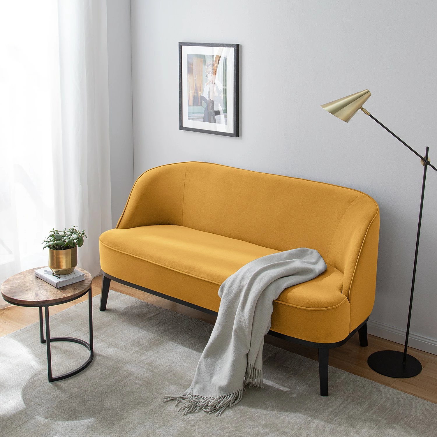 Ridgevalley Canapé Voiteur (2-3 places) - Microfibre Sela: Jaune maïs - Hêtre foncé 5 Ridgevalley Canapé Voiteur (2-3 places) - Microfibre Sela: Jaune maïs - Hêtre foncé – Image 3