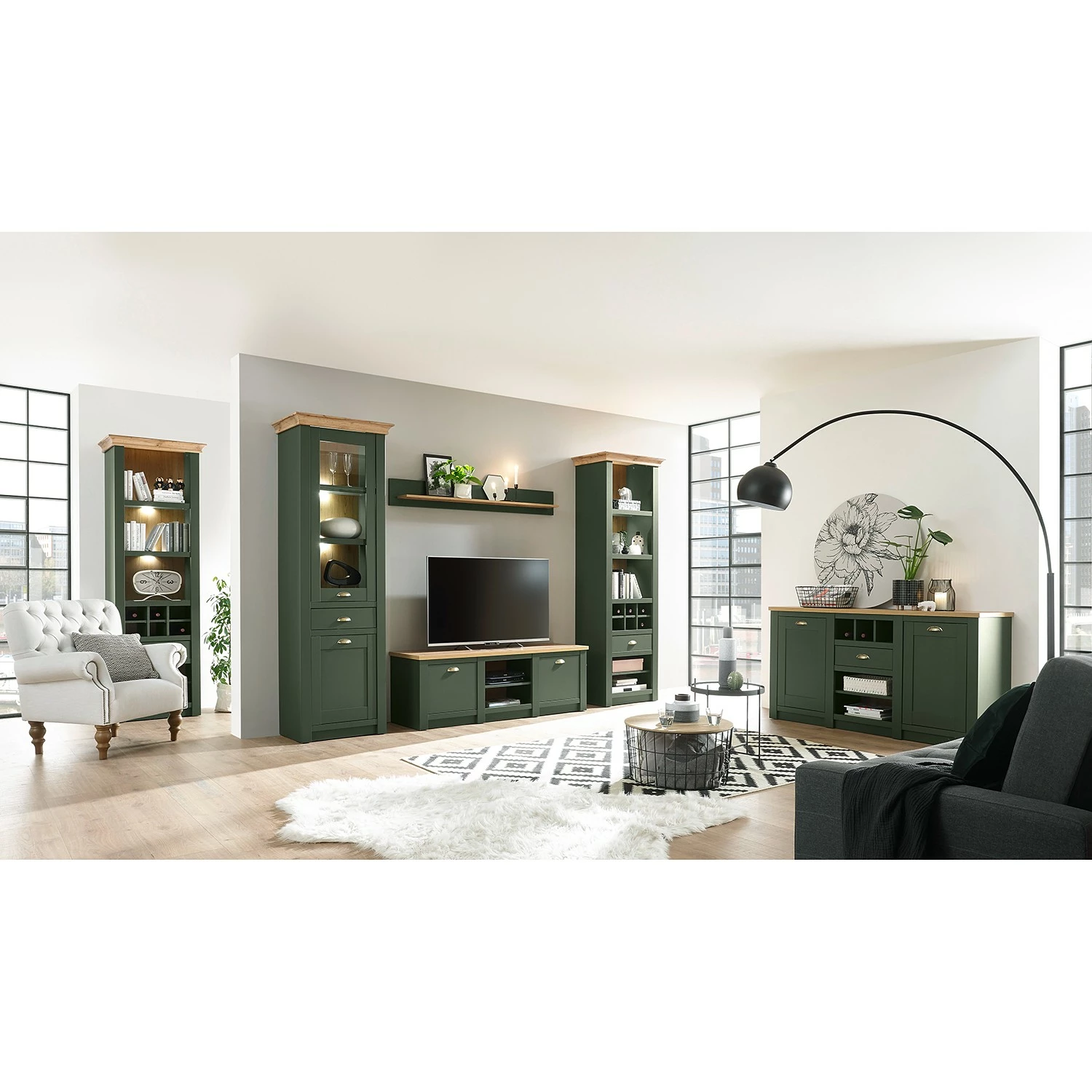 Norrwood Étagère Cardet I - Vert mousse / Imitation chêne de Wotan 6 Norrwood Étagère Cardet I - Vert mousse / Imitation chêne de Wotan – Image 4