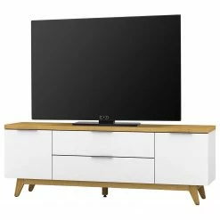 Jahnke Meuble TV Libre - Imitation duramen de chêne / Blanc mat