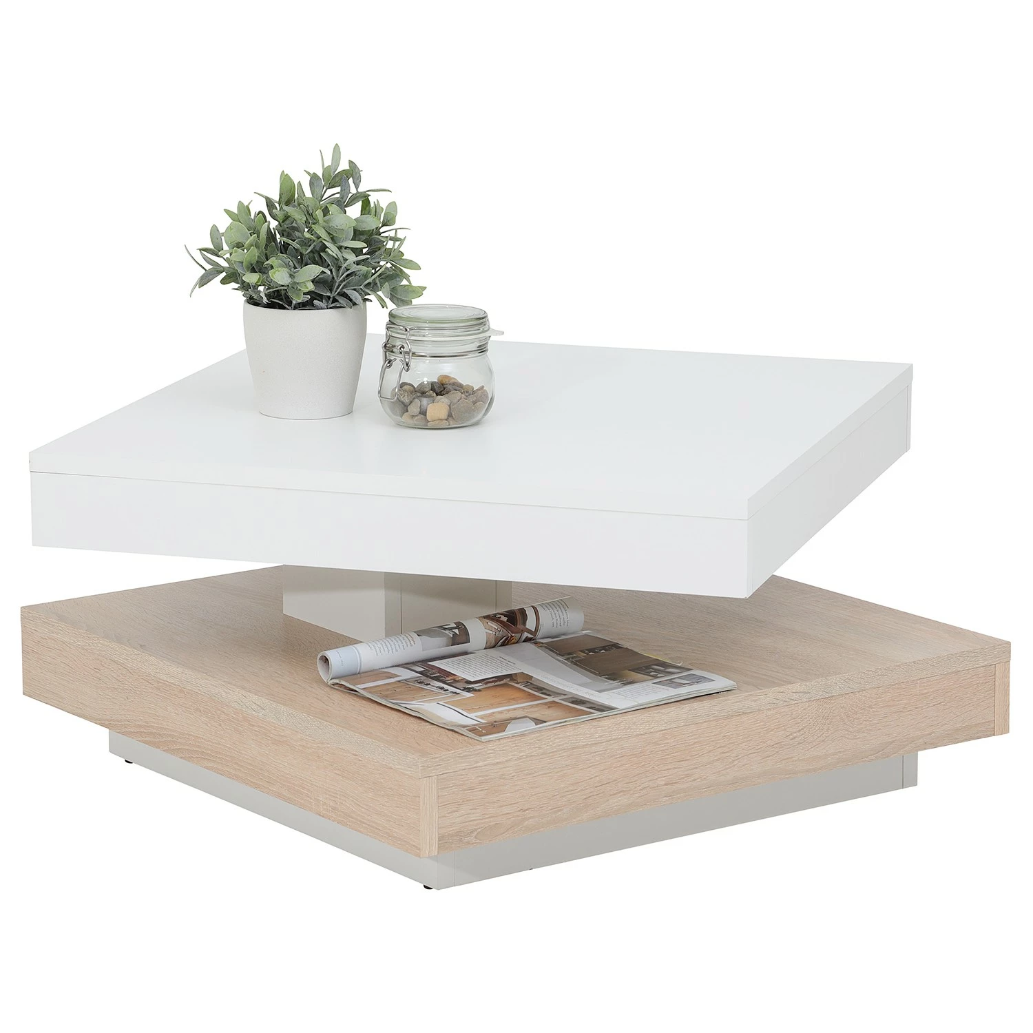 Loftscape Table basse Dyan - Blanc / Imitation chêne de Sonoma 5 Loftscape Table basse Dyan - Blanc / Imitation chêne de Sonoma – Image 4