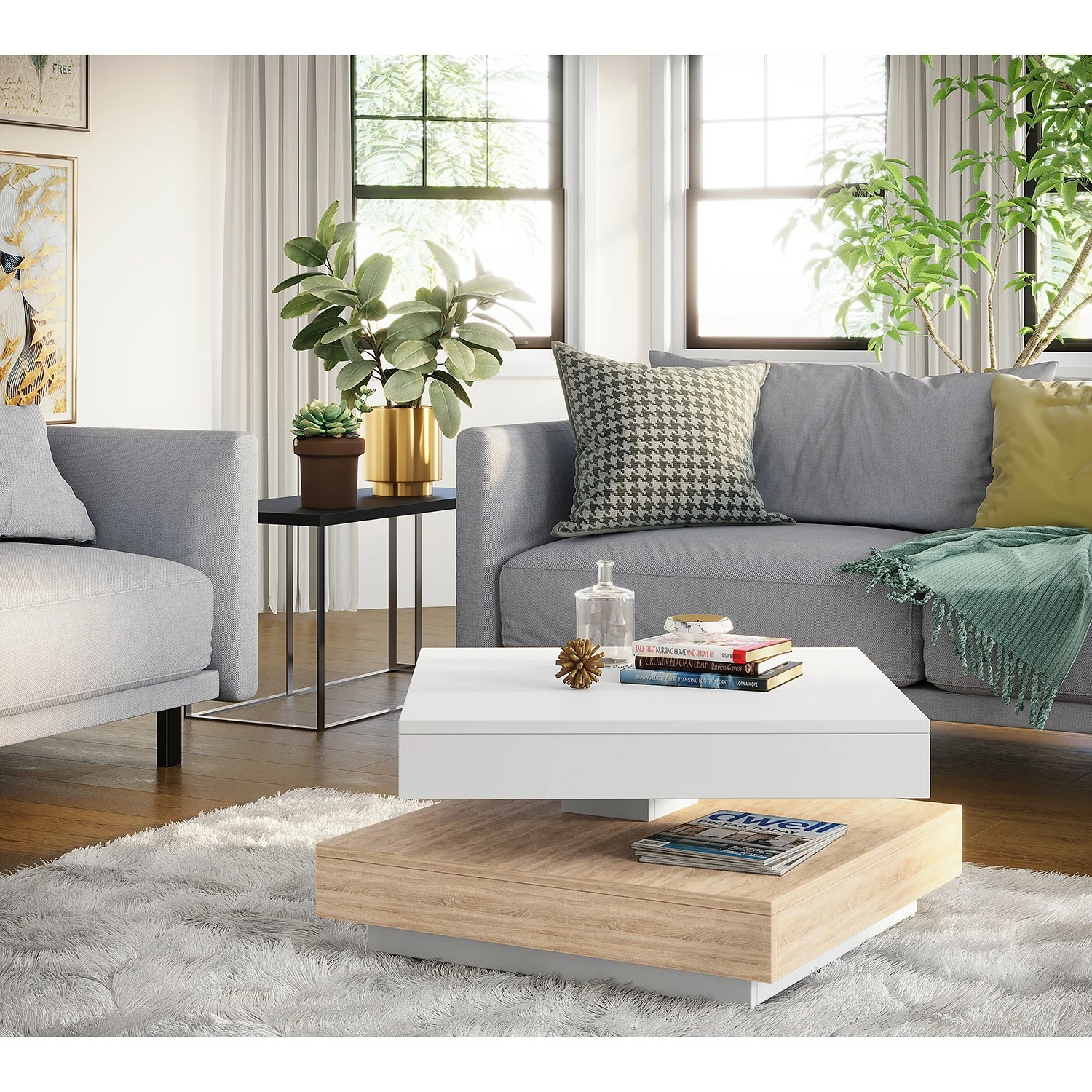 Loftscape Table basse Dyan - Blanc / Imitation chêne de Sonoma 3 Loftscape Table basse Dyan - Blanc / Imitation chêne de Sonoma – Image 2