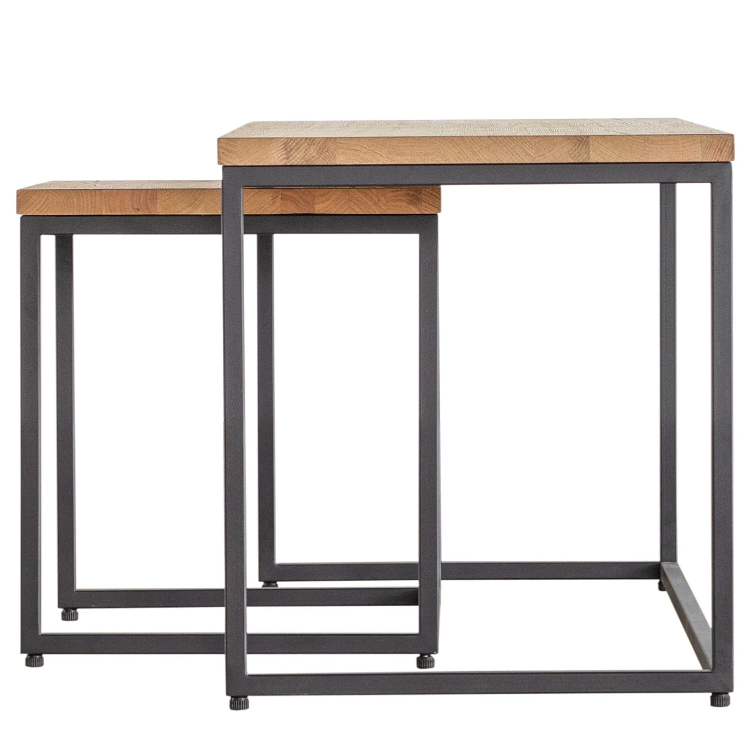 Studio Copenhagen Tables basses Flox (lot de 2) - Placage en bois véritable / Métal -Chêne / Noir 8 Studio Copenhagen Tables basses Flox (lot de 2) - Placage en bois véritable / Métal -Chêne / Noir – Image 6