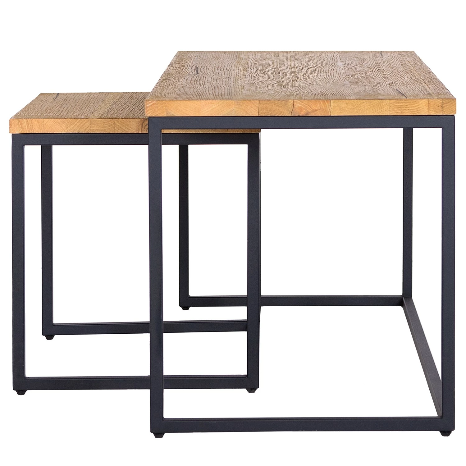 Studio Copenhagen Tables basses Flox (lot de 2) - Placage en bois véritable / Métal -Chêne / Noir 9 Studio Copenhagen Tables basses Flox (lot de 2) - Placage en bois véritable / Métal -Chêne / Noir – Image 7