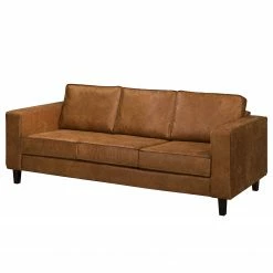 Norrwood Canapé 3 places MAISON - Velours - Tissu composite Xia: Cognac - Sans fonction couchage