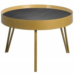 Loftscape Table basse Soccia I - Verre / Métal - Noir / Doré