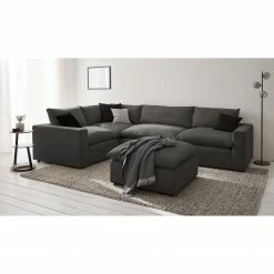 Studio Copenhagen Repose-pieds Velada - Tissu - Gris foncé - Largeur : 84 cm -loftscape Boutique 1000232654 210222 07024400051 MOOD DETAILS P000000001000232654 mood