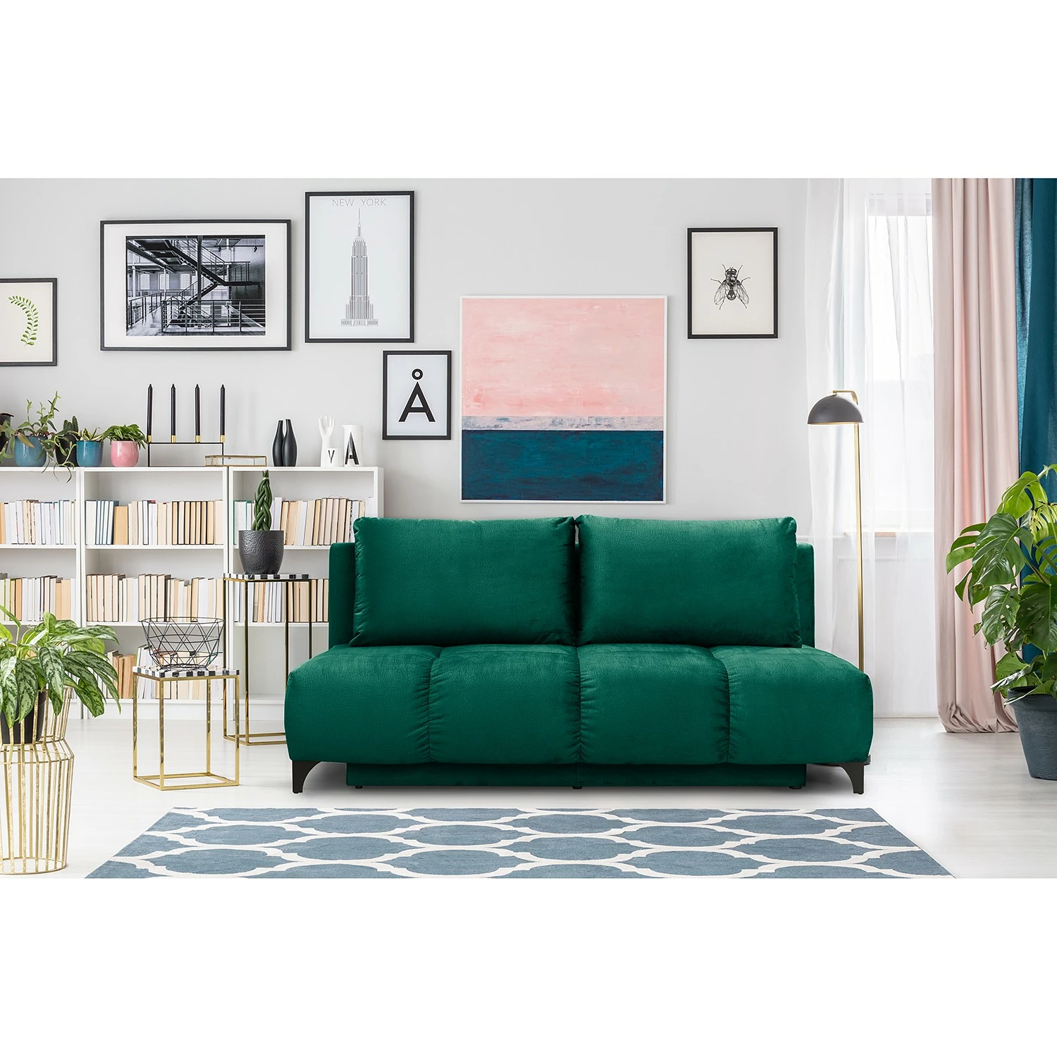 Jack & Alice Canapé convertible Red Oak - Velours - Velours Onoli: Vert vieilli 4 Jack & Alice Canapé convertible Red Oak - Velours - Velours Onoli: Vert vieilli – Image 2