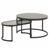 Red Living Tables basse Senez I (lot de 2) - Verre / métal - Imitation marbre noir / Noir