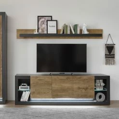 Red Living Tablette murale Talence - Imitation châtaigner / Gris - Largeur : 198 cm -loftscape Boutique 1000236846 201218 06034200024 MOOD DETAILS P000000001000236846 mood