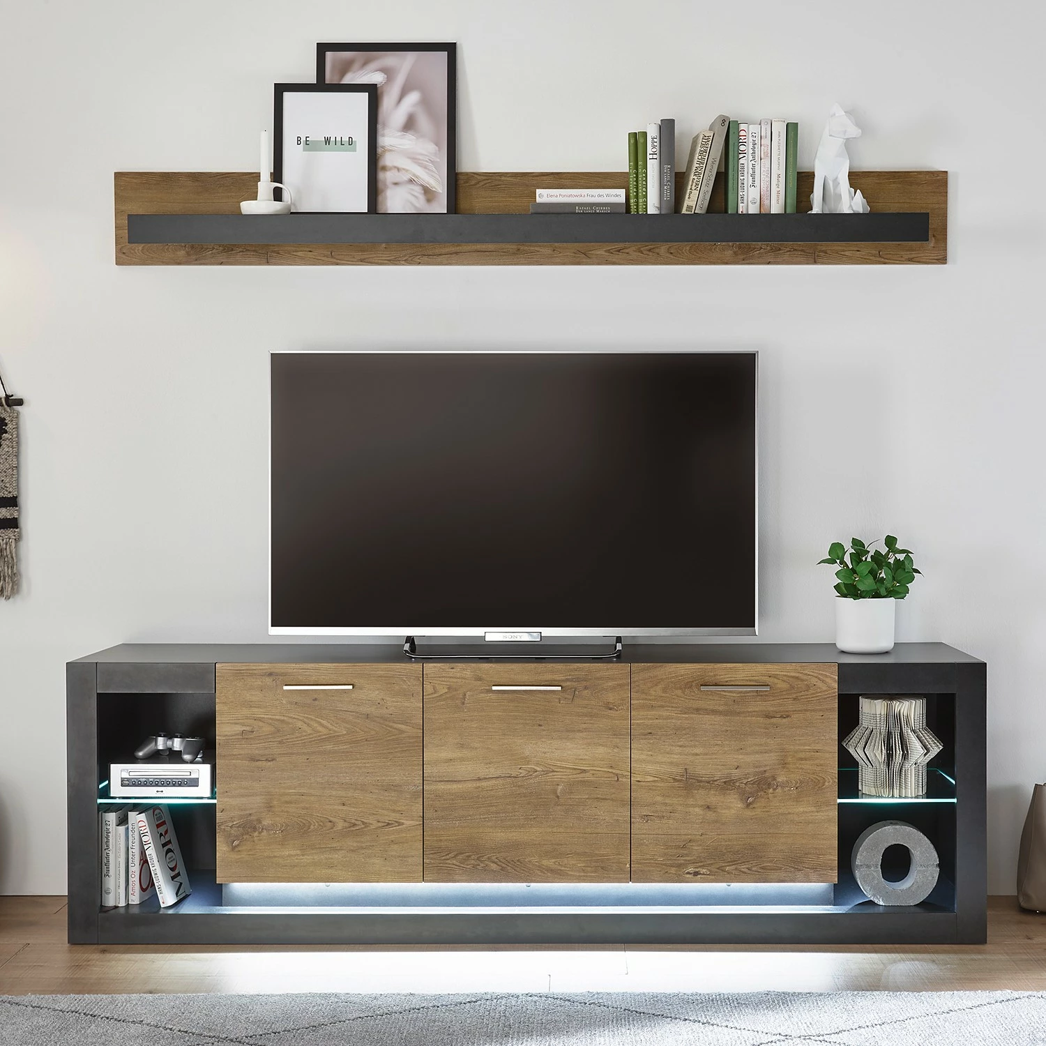 Red Living Lowboard Talence III - Imitation châtaigner / Gris 5 Red Living Lowboard Talence III - Imitation châtaigner / Gris – Image 3