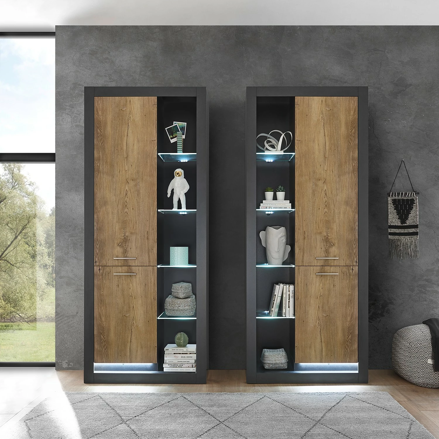 Red Living Armoire Talence - Imitation châtaigner / Gris - Butoir à droite 5 Red Living Armoire Talence - Imitation châtaigner / Gris - Butoir à droite – Image 3