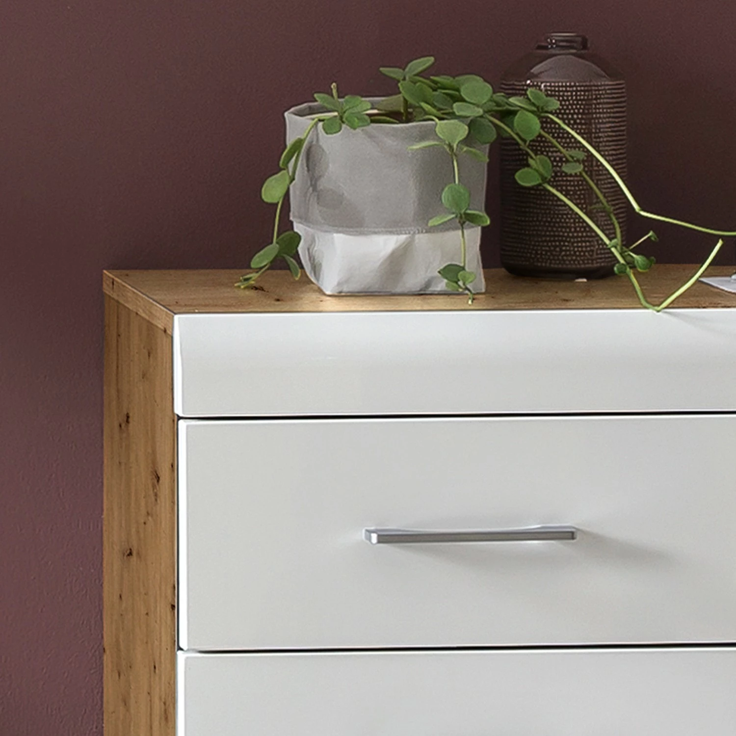 Loftscape Meuble d’entrée Liffre - Blanc brillant / Imitation chêne artisan 6 Loftscape Meuble d’entrée Liffre - Blanc brillant / Imitation chêne artisan – Image 4