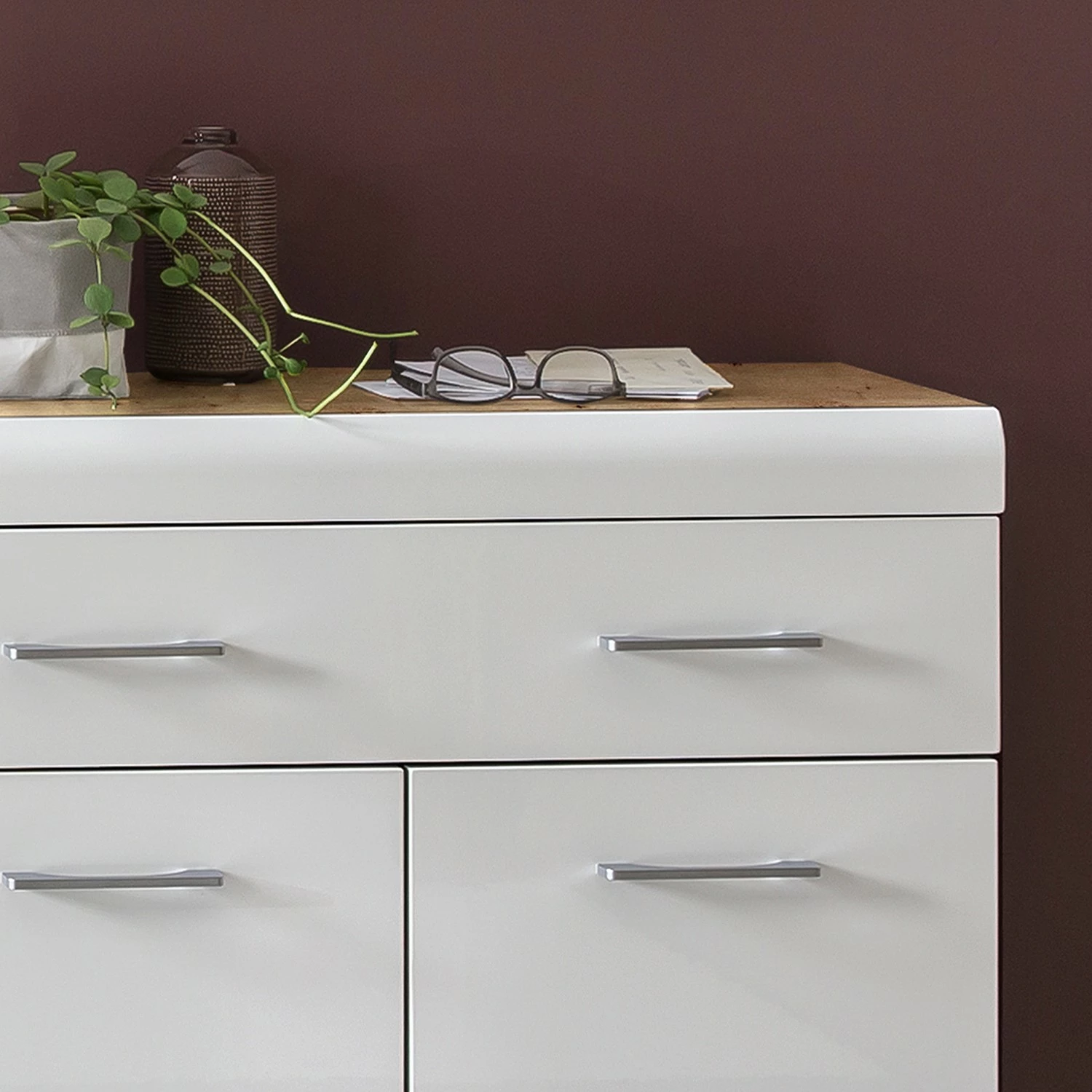 Loftscape Meuble d’entrée Liffre - Blanc brillant / Imitation chêne artisan 7 Loftscape Meuble d’entrée Liffre - Blanc brillant / Imitation chêne artisan – Image 5