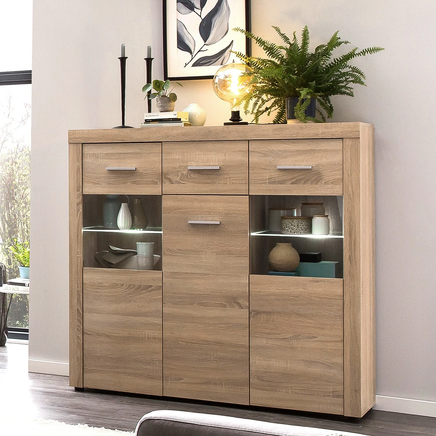 Loftscape Buffet haut Vierzon - Imitation chêne Sonoma 5 Loftscape Buffet haut Vierzon - Imitation chêne Sonoma – Image 3