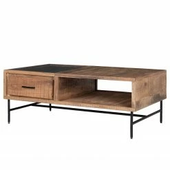 Ars Natura Table basse Roody II - Acacia massif / Métal - Acacia / Noir