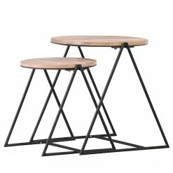 Red Living Tables gigognes Fenay (lot de 2) - Acacia massif / Métal - Acacia / Noir