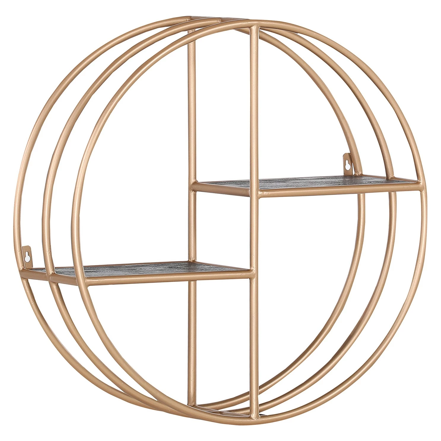 Red Living Étagère murale Oissel II - Acacia massif / Métal - Acacia noir / Doré - Diamètre : 70 cm 3 Red Living Étagère murale Oissel II - Acacia massif / Métal - Acacia noir / Doré - Diamètre : 70 cm