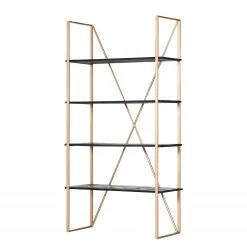 Red Living Étagère Oissel I - Acacia massif / Métal - Acacia noir / Doré