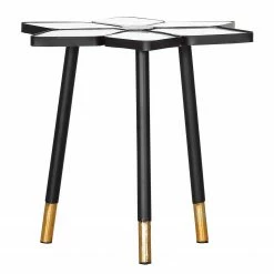 Red Living Bout de canapé Carling - Marbre / Métal - Marbre blanc / Noir