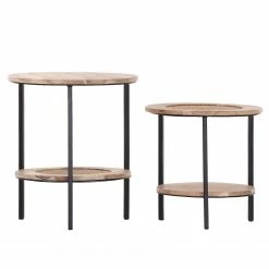 Red Living Bouts de canapé Fenay IV (lot de 2) - Cannage / Acacia massif - Acacia / Noir