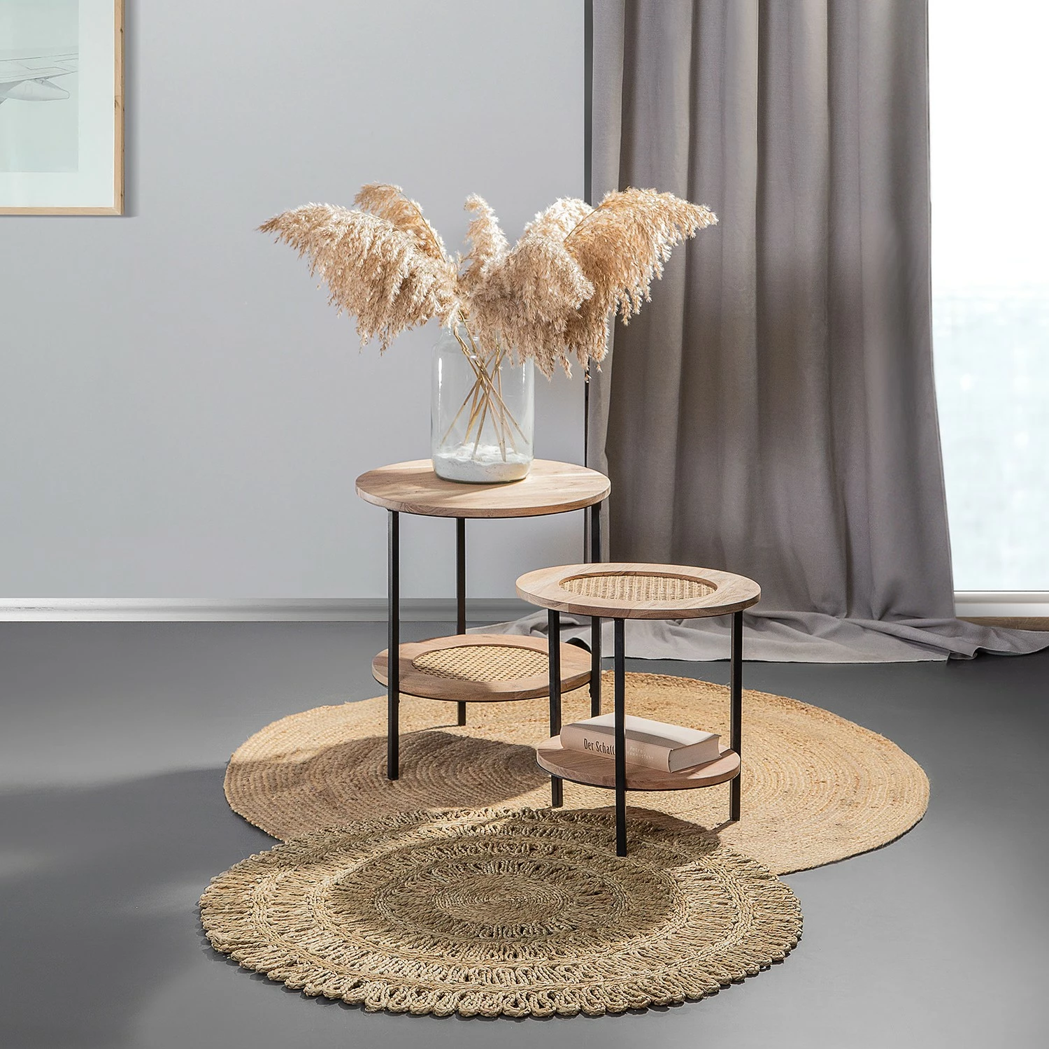 Red Living Bouts de canapé Fenay IV (lot de 2) - Cannage / Acacia massif - Acacia / Noir 4 Red Living Bouts de canapé Fenay IV (lot de 2) - Cannage / Acacia massif - Acacia / Noir – Image 2