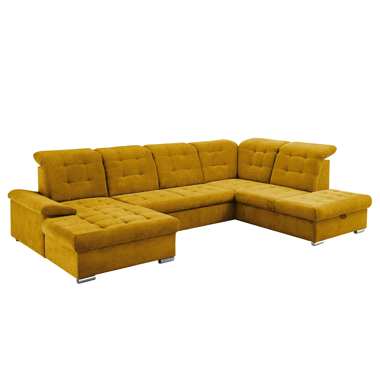 Loftscape Canapé panoramique Montbel - Microfibre - Microfibre Ranu: Jaune moutarde - Méridienne courte à gauche / longue à droite (vue de face) 3 Loftscape Canapé panoramique Montbel - Microfibre - Microfibre Ranu: Jaune moutarde - Méridienne courte à gauche / longue à droite (vue de face)