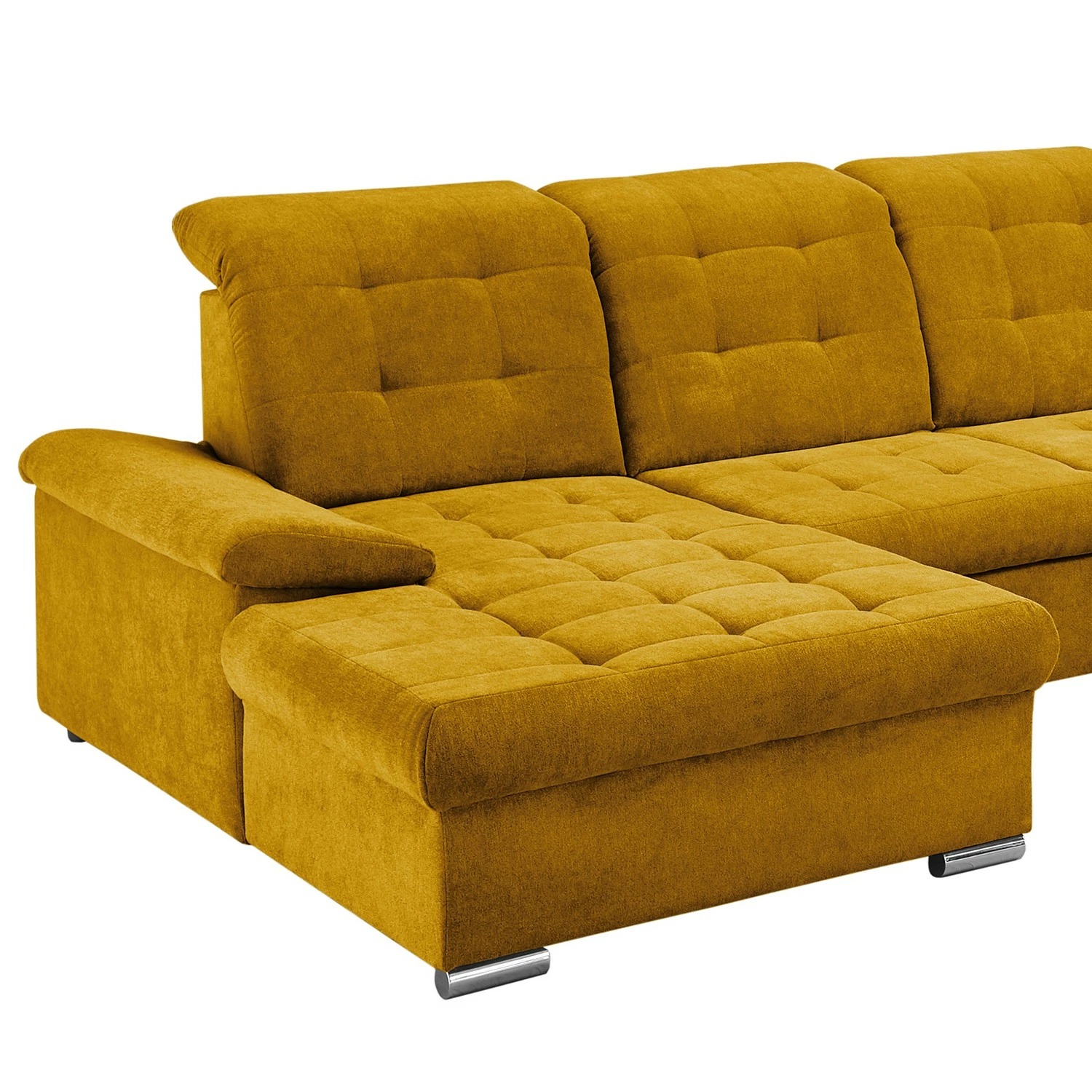 Loftscape Canapé panoramique Montbel - Microfibre - Microfibre Ranu: Jaune moutarde - Méridienne courte à gauche / longue à droite (vue de face) 9 Loftscape Canapé panoramique Montbel - Microfibre - Microfibre Ranu: Jaune moutarde - Méridienne courte à gauche / longue à droite (vue de face) – Image 7