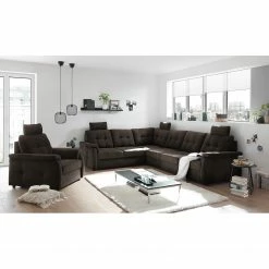 Loftscape Canapé d’angle Lomme - Microfibre - Microfibre Ranu: Gris minéral - Fonction lit à gauche (vue de face) - Profondeur : 304 cm -loftscape Boutique 1000241691 210127 18185000503 MOOD DETAILS P000000001000241691 mood