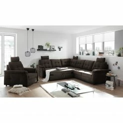 Loftscape Canapé d’angle Lomme - Microfibre - Microfibre Ranu: Gris minéral - Fonction lit à gauche (vue de face) - Profondeur : 304 cm -loftscape Boutique 1000241691 210127 18185200504 MOOD DETAILS P000000001000241691 mood