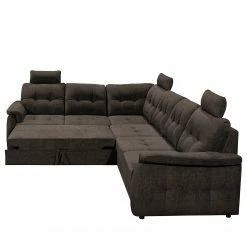 Loftscape Canapé d’angle Lomme - Microfibre - Microfibre Ranu: Gris minéral - Fonction lit à gauche (vue de face) - Profondeur : 304 cm -loftscape Boutique 1000241691 210127 18185800507 DETAILS P000000001000241691