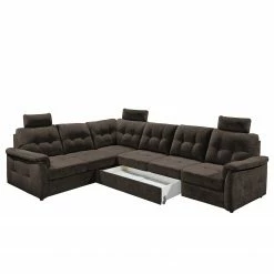 Loftscape Canapé d’angle Lomme - Microfibre - Microfibre Ranu: Gris minéral - Fonction lit à gauche (vue de face) - Profondeur : 304 cm -loftscape Boutique 1000241691 210127 18190100509 DETAILS P000000001000241691