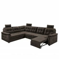 Loftscape Canapé d’angle Lomme - Microfibre - Microfibre Ranu: Gris minéral - Fonction lit à gauche (vue de face) - Profondeur : 304 cm -loftscape Boutique 1000241691 210127 18190200510 DETAILS P000000001000241691