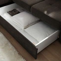 Loftscape Canapé d’angle Lomme - Microfibre - Microfibre Ranu: Gris minéral - Fonction lit à gauche (vue de face) - Profondeur : 304 cm -loftscape Boutique 1000241691 210127 18190400511 DETAILS P000000001000241691