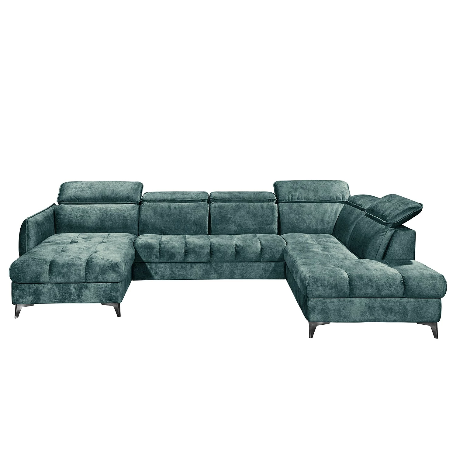 Loftscape Canapé panoramique Grillon - Velours - Velours Insa: Bleu fumée - Méridienne courte à gauche / longue à droite (vue de face) 8 Loftscape Canapé panoramique Grillon - Velours - Velours Insa: Bleu fumée - Méridienne courte à gauche / longue à droite (vue de face) – Image 6