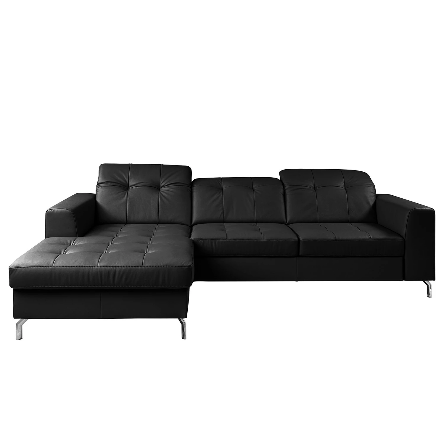 Fredriks Canapé d’angle White Pine - Cuir véritable - Cuir Mabra: Noir - Méridienne courte à gauche (vue de face) 3 Fredriks Canapé d’angle White Pine - Cuir véritable - Cuir Mabra: Noir - Méridienne courte à gauche (vue de face)