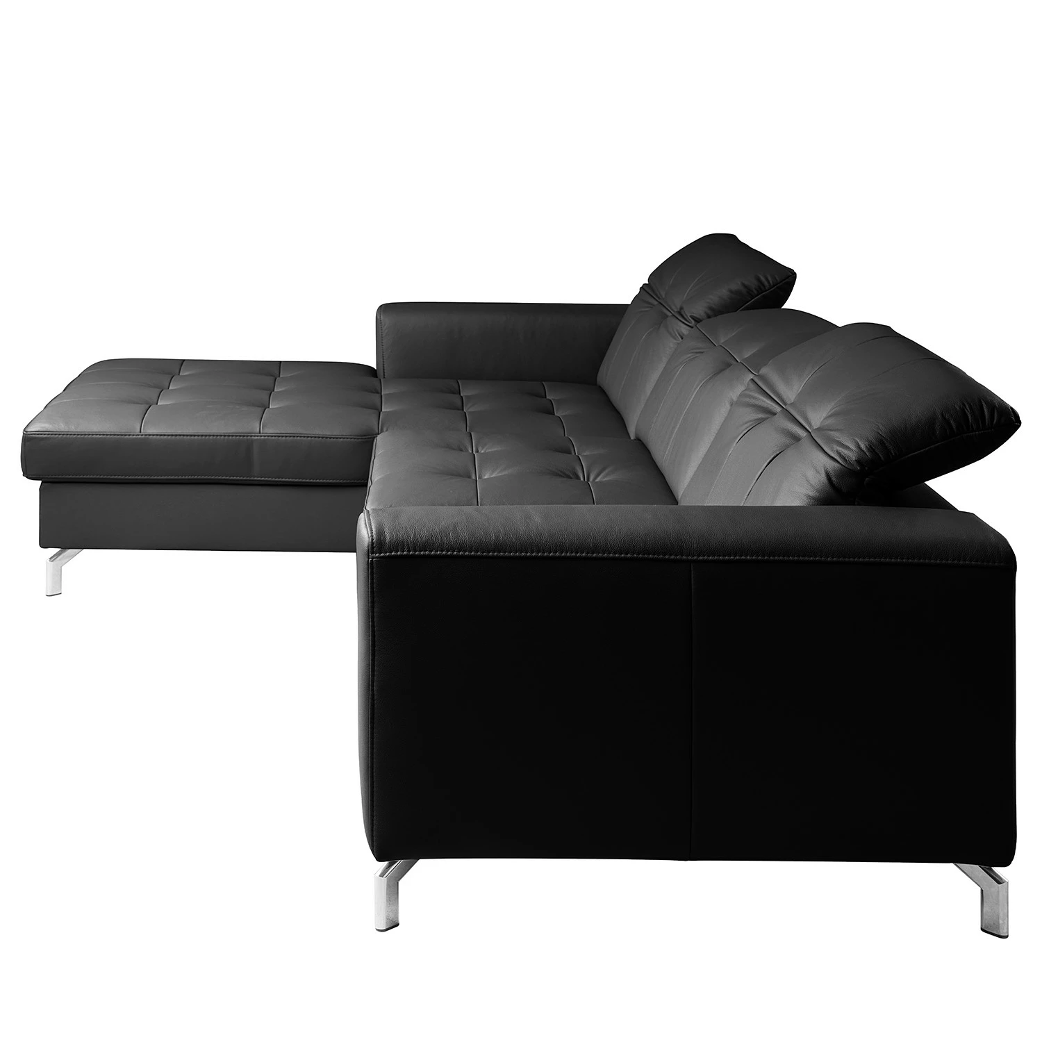 Fredriks Canapé d’angle White Pine - Cuir véritable - Cuir Mabra: Noir - Méridienne courte à gauche (vue de face) 6 Fredriks Canapé d’angle White Pine - Cuir véritable - Cuir Mabra: Noir - Méridienne courte à gauche (vue de face) – Image 4