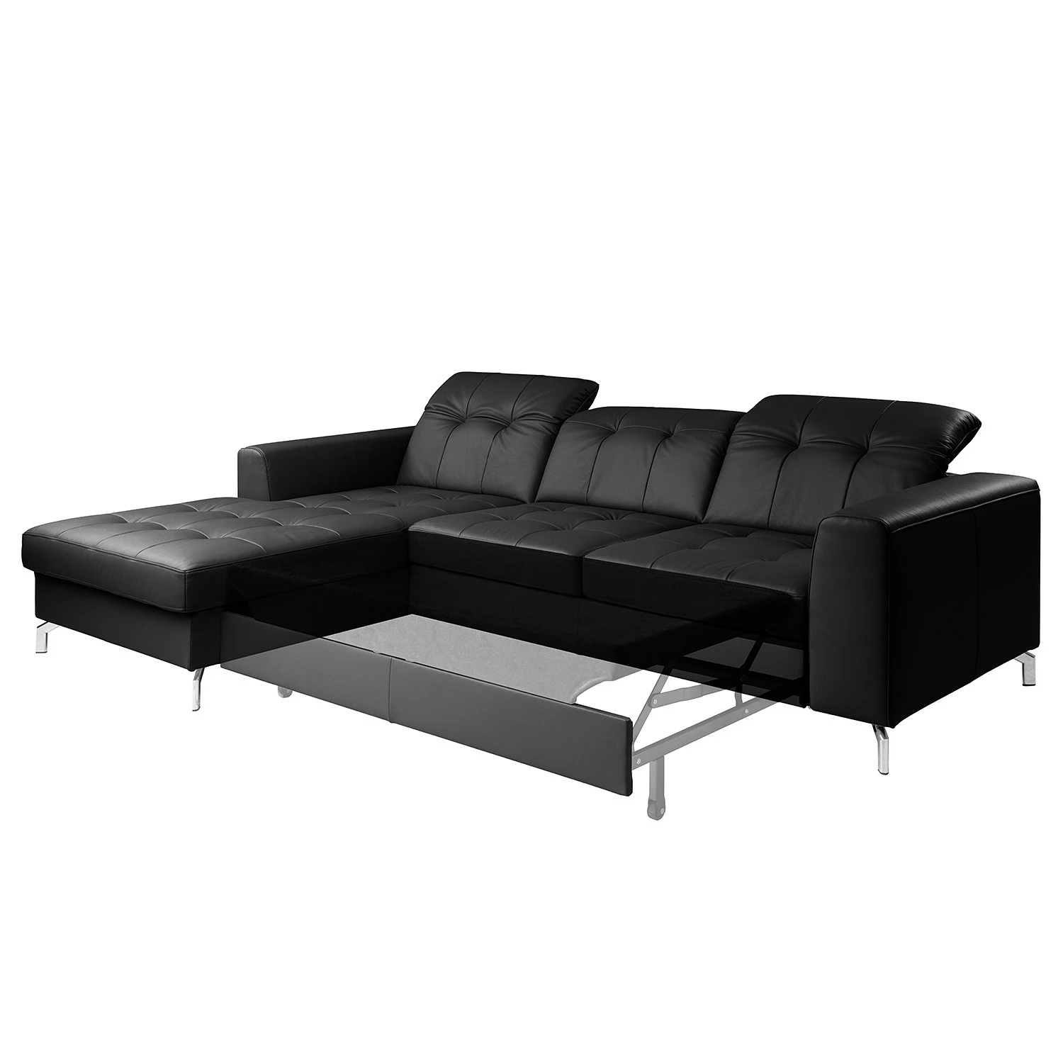 Fredriks Canapé d’angle White Pine - Cuir véritable - Cuir Mabra: Noir - Méridienne courte à gauche (vue de face) 7 Fredriks Canapé d’angle White Pine - Cuir véritable - Cuir Mabra: Noir - Méridienne courte à gauche (vue de face) – Image 5