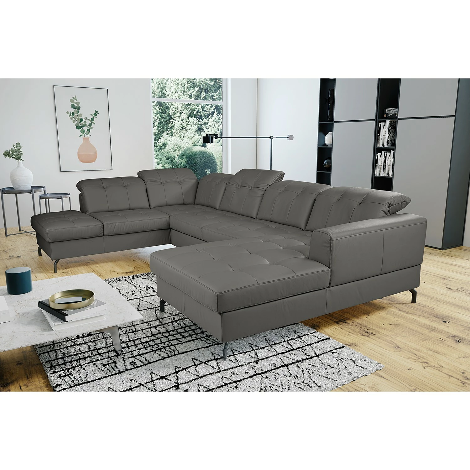 Fredriks Canapé panoramique White Pine - Cuir Mabra: Gris - Méridienne courte à droite / longue à gauche (vue de face) 4 Fredriks Canapé panoramique White Pine - Cuir Mabra: Gris - Méridienne courte à droite / longue à gauche (vue de face) – Image 2