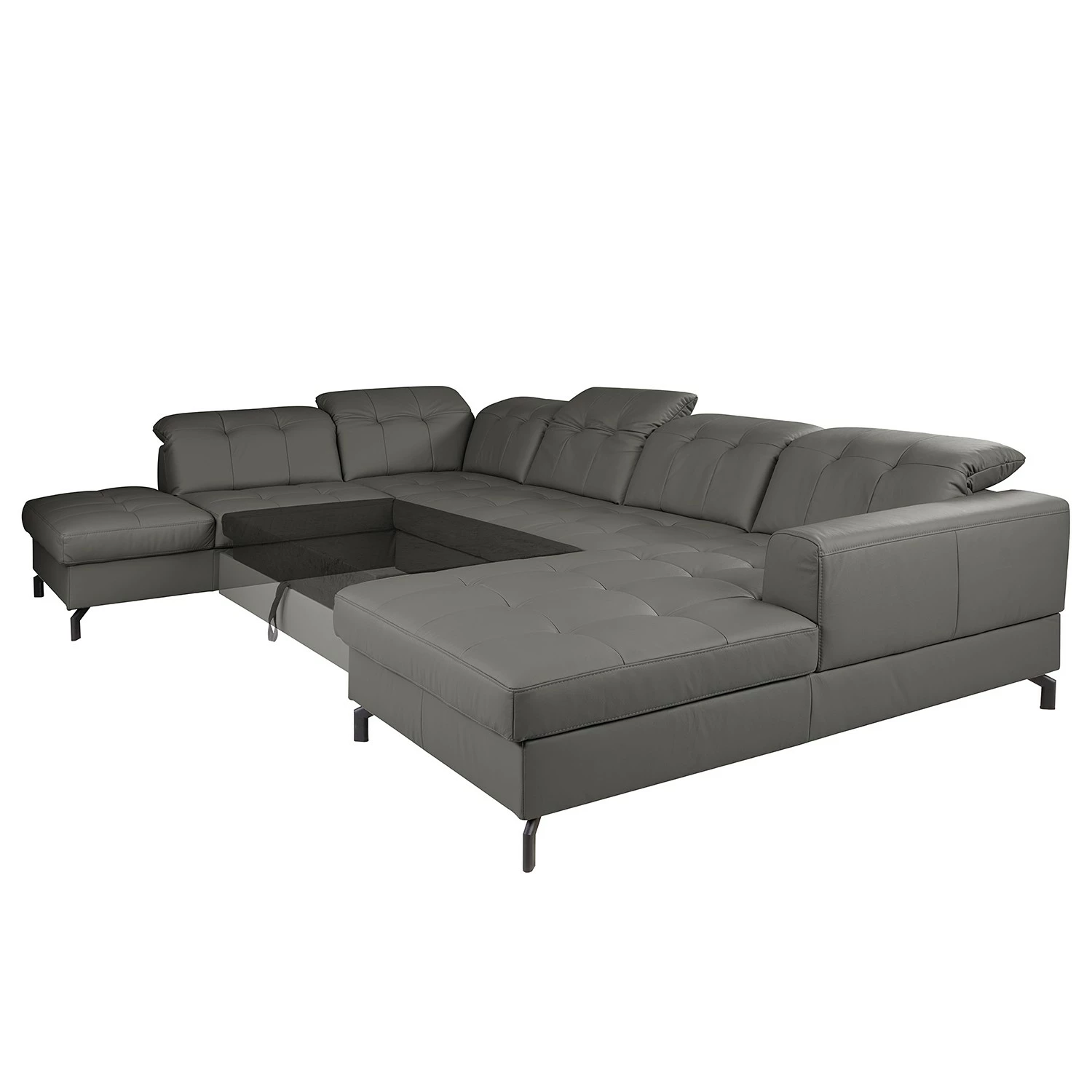 Fredriks Canapé panoramique White Pine - Cuir Mabra: Gris - Méridienne courte à droite / longue à gauche (vue de face) 8 Fredriks Canapé panoramique White Pine - Cuir Mabra: Gris - Méridienne courte à droite / longue à gauche (vue de face) – Image 6