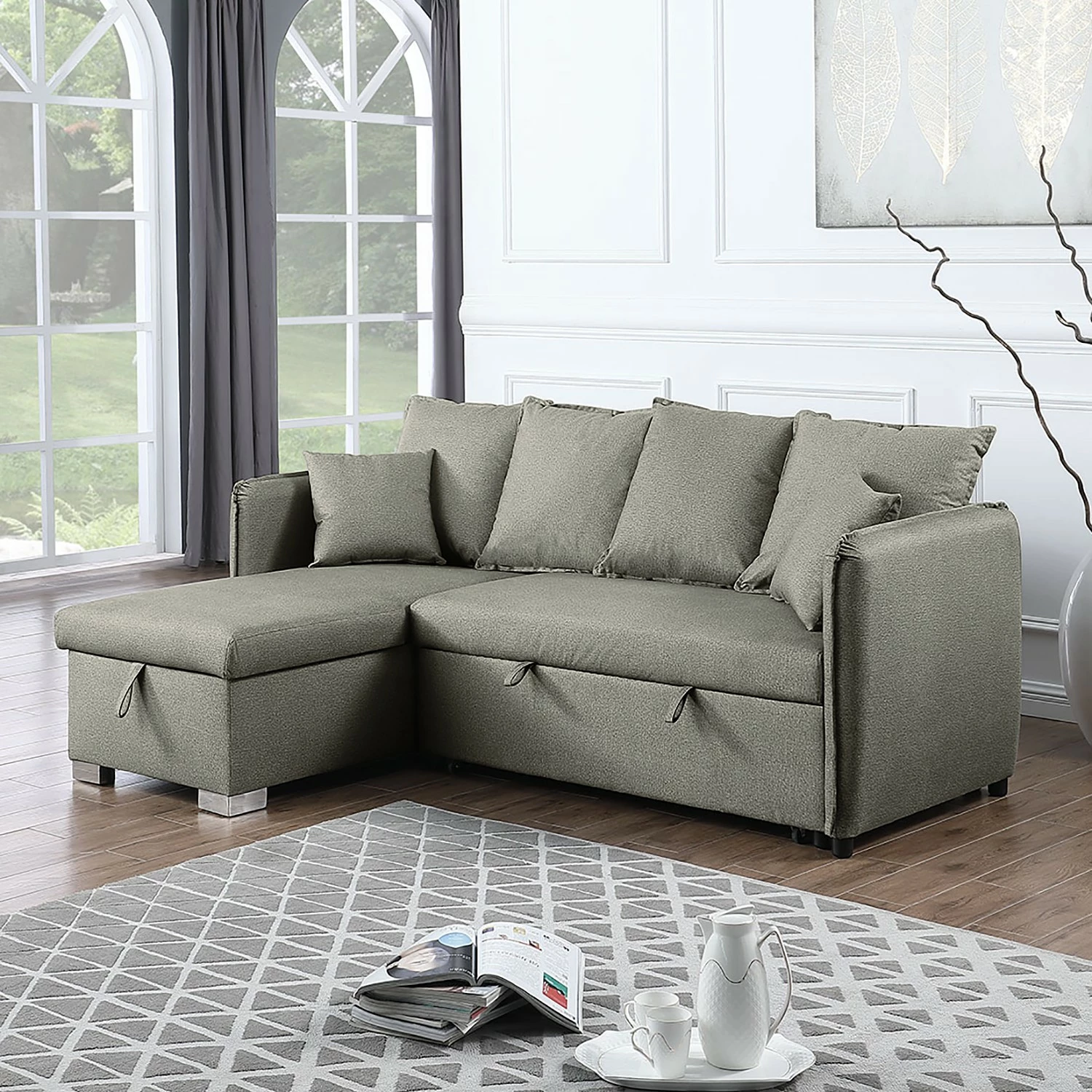 Loftscape Canapé d’angle Lillers - Tissu - Gris lumineux - Méridienne courte à gauche (vue de face) 4 Loftscape Canapé d’angle Lillers - Tissu - Gris lumineux - Méridienne courte à gauche (vue de face) – Image 2