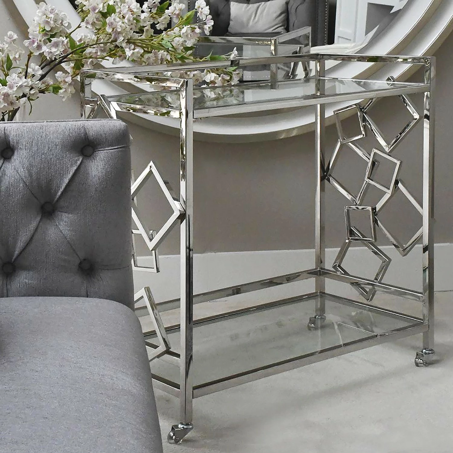 Loftscape Desserte Peillac - Verre / Acier inoxydable chromé 4 Loftscape Desserte Peillac - Verre / Acier inoxydable chromé – Image 2