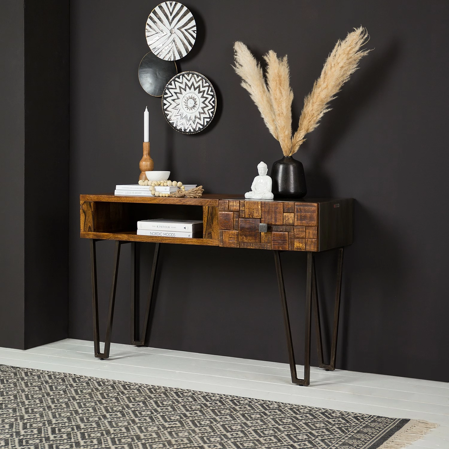 Wolf-Möbel Console Bazac - Acacia massif - Acacia / Gris foncé 5 Wolf-Möbel Console Bazac - Acacia massif - Acacia / Gris foncé – Image 3